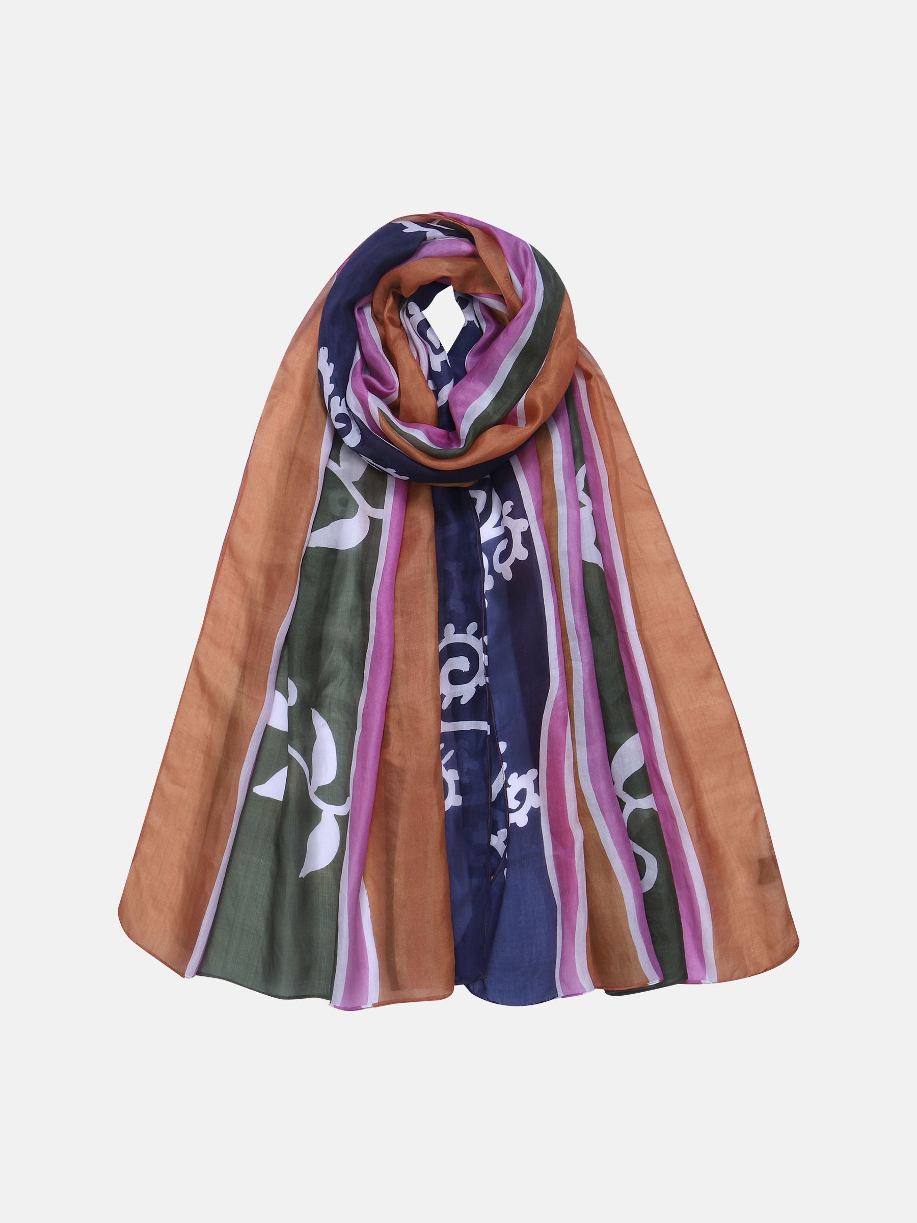 Multicolours Hand Painted Silk Scarf