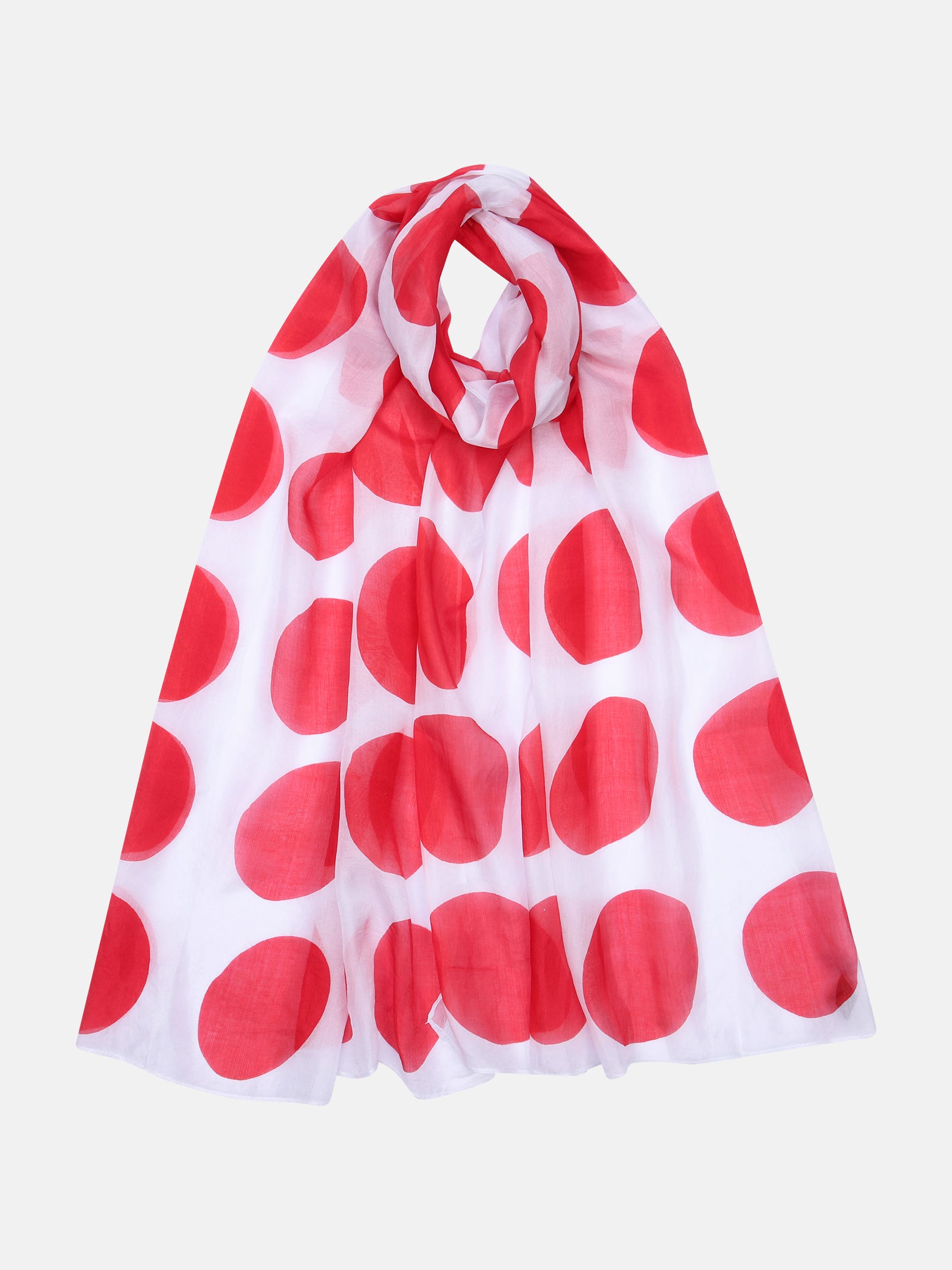 White/Red Hand Painted Silk Scarf